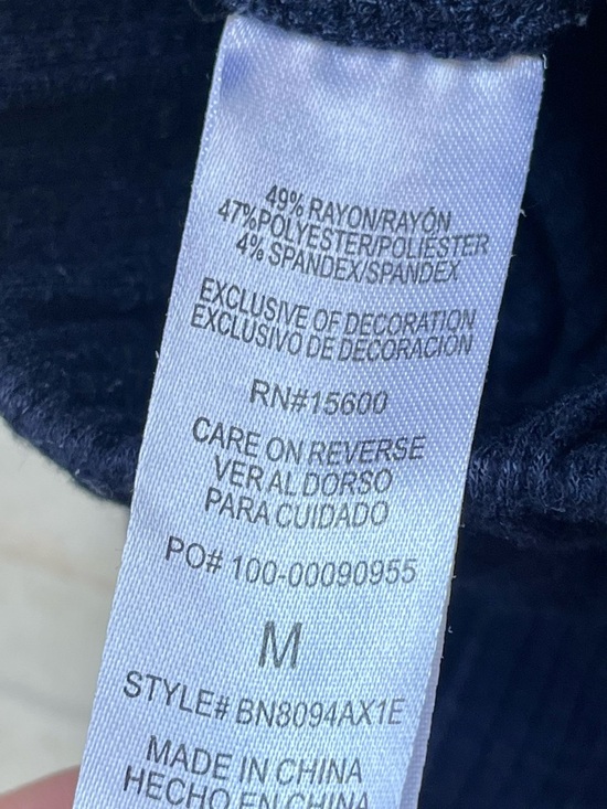 Democracy Dark Navy Ribbed Cropped Wide Leg Lounge Pants size Medium - Picture 4 of 11